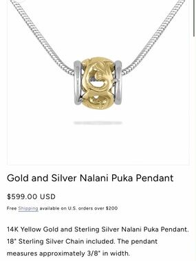 Na Hoku Two-Tone Nalani Puka Pendant Necklace - Gold and Silver